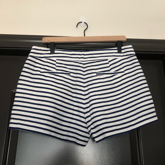 J. Crew Factory white and royal blue cobalt blue cotton/linen dress shorts - Picture 7 of 11